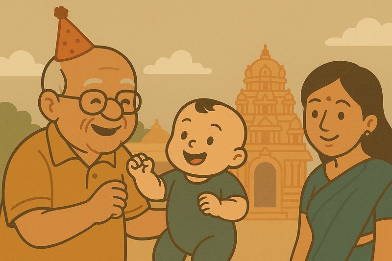 Minchu's Sixteenth Week: Ajja's Birthday Adventures and Temple Festivities